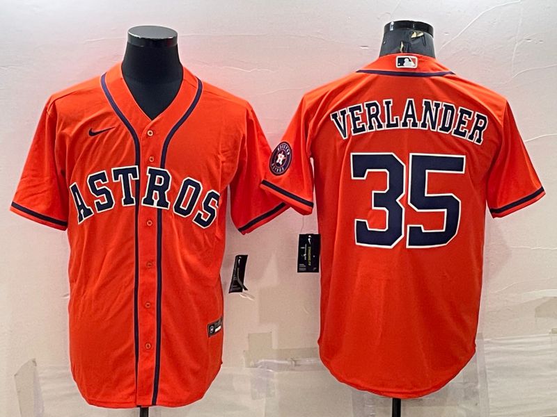 Men Houston Astros 35 Verlander Orange Game Nike 2022 MLB Jerseys1